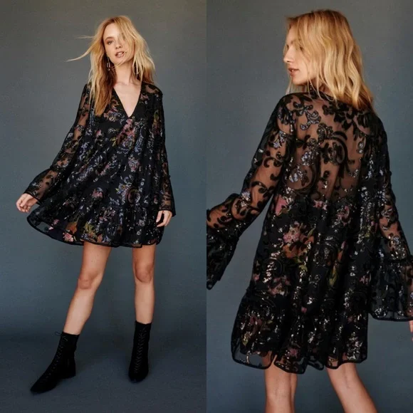 free people falling flowers frock dress Free People Falling Flowers Frock Dress